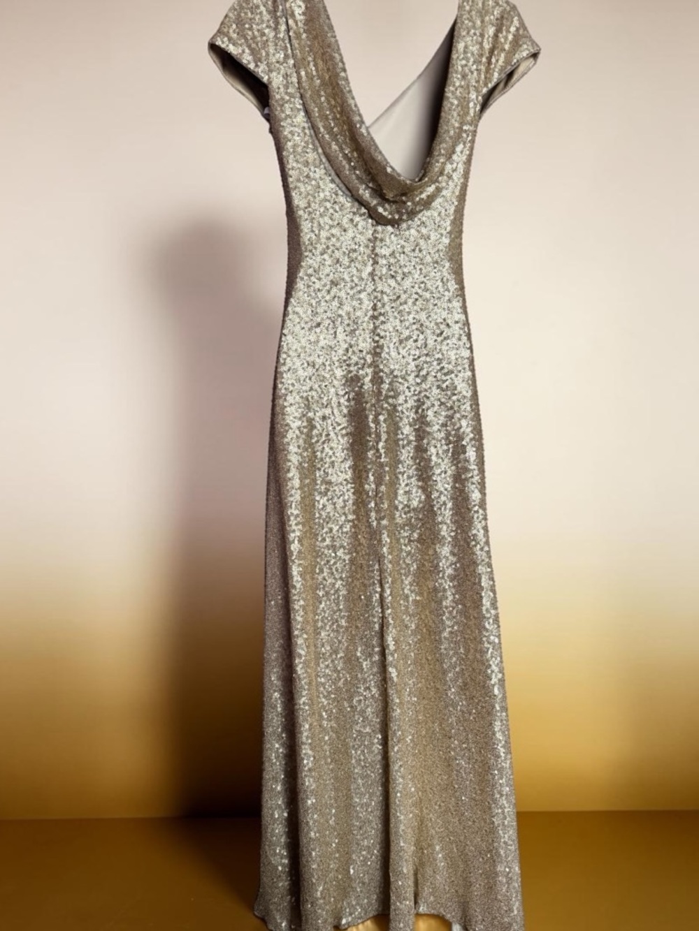 Revelry Champagne Gold Convertible Sequin Maxi Gown- Size 0 - Picture 8 of 15